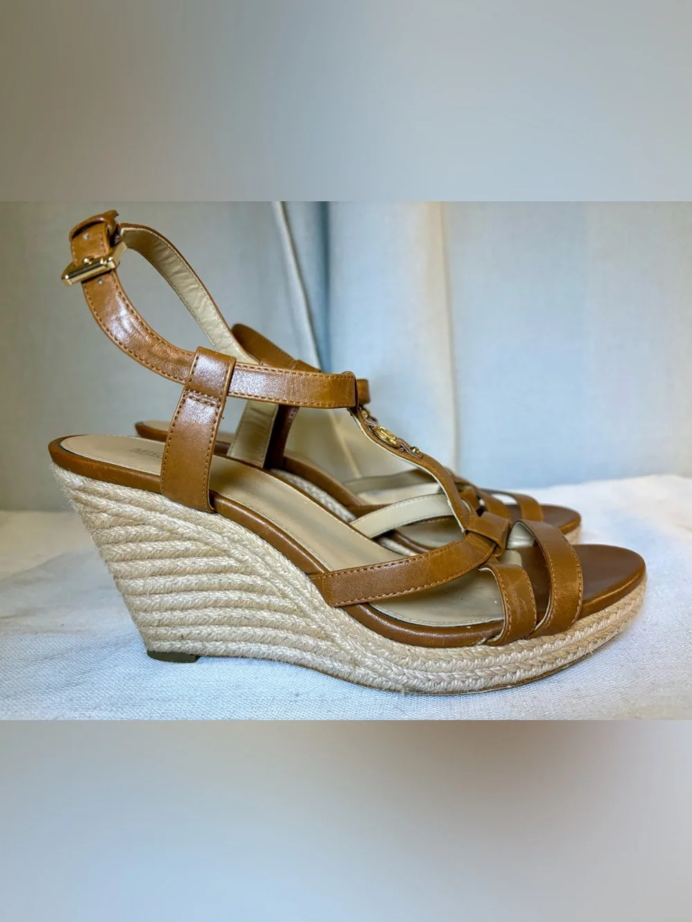 Michael Kors Cicely Espadrille Wedge Leather Sandals Resort-wear Size 9M